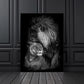 Black & White Lion Canvas Painting | Modern Animal Wall Art Mural Print