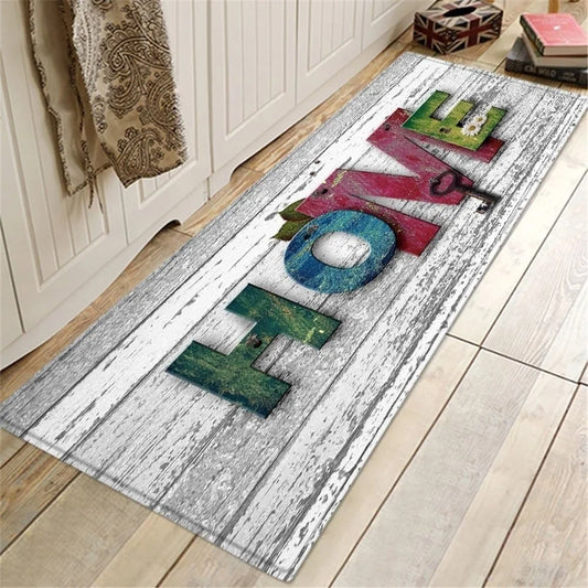 Coastal Shell & Wood Print Mat | Nautical Patchwork Area Rug