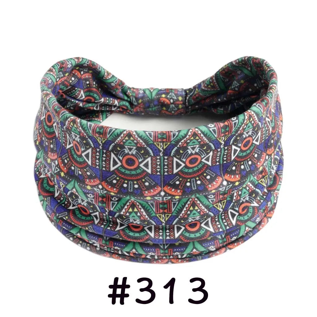 Boho Headbands for Women - Knotted Wide Stretch Turban Wrap