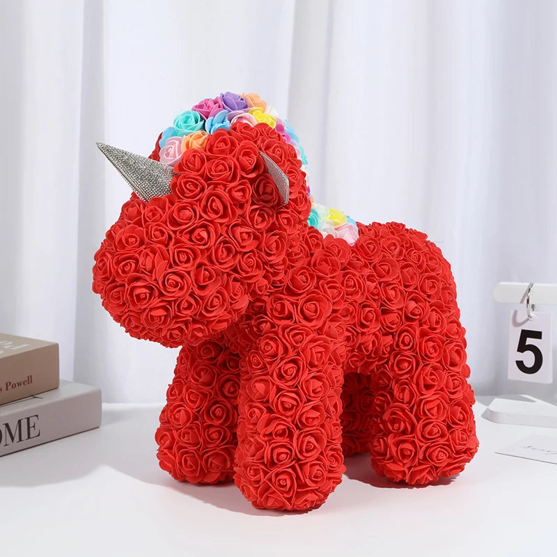 25cm Rose Unicorn PE Flower Gift | Valentines Day Magic Decor for Her