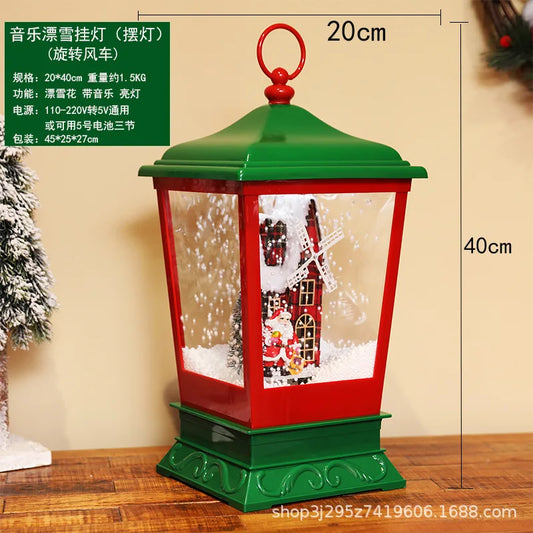 40cm Musical Christmas Snow Lantern - Street Light Ornament