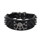 Wide Spiked Skull Dog Collar | Studded Leather Bully Collar for Large