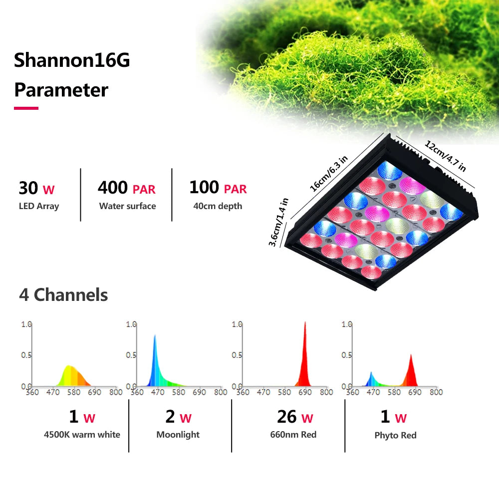 30W Refugium Light with Timer | Full Spectrum Algae Tank LED Sump Lamp