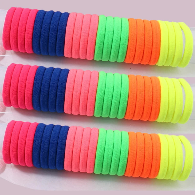 Thick Colourful Nylon Elastic Hair Ties | Kids Seamless Scrunchie Set