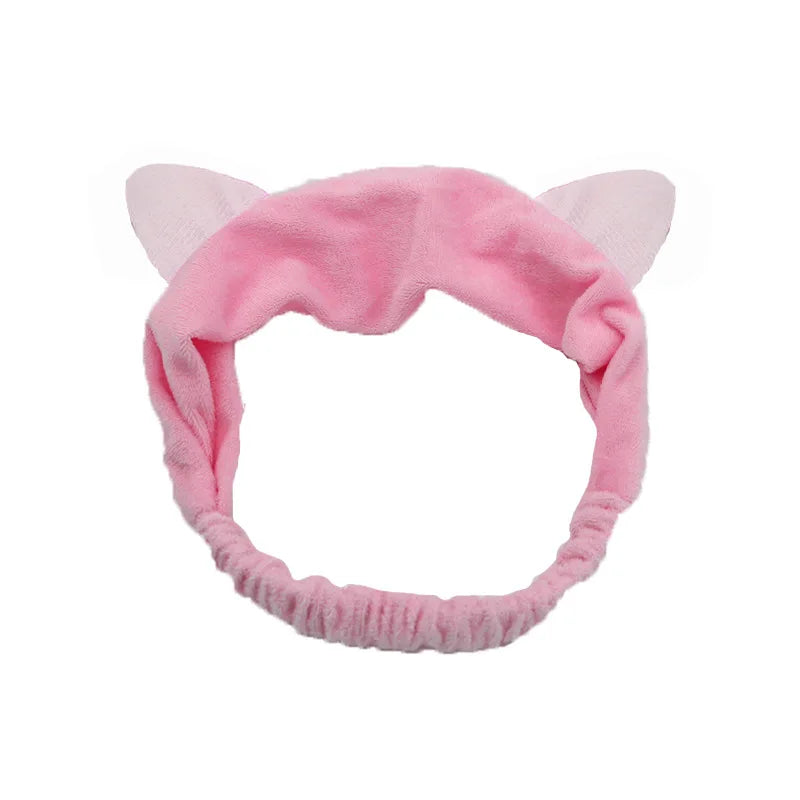 Rabbit Ear Face Wash Headband - Soft Elastic Makeup Hairband