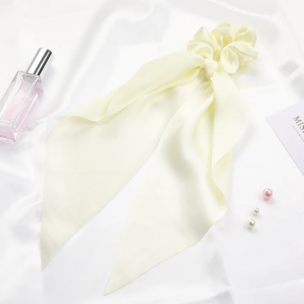 Scarf Pony Tail Scrunchie | Long Ribbon Bow Elastic Hair Tie