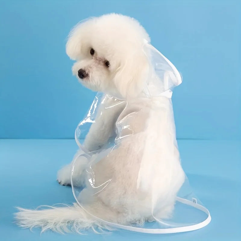 Clear Transparent Dog Raincoat | Hooded Waterproof Pet Poncho Jacket