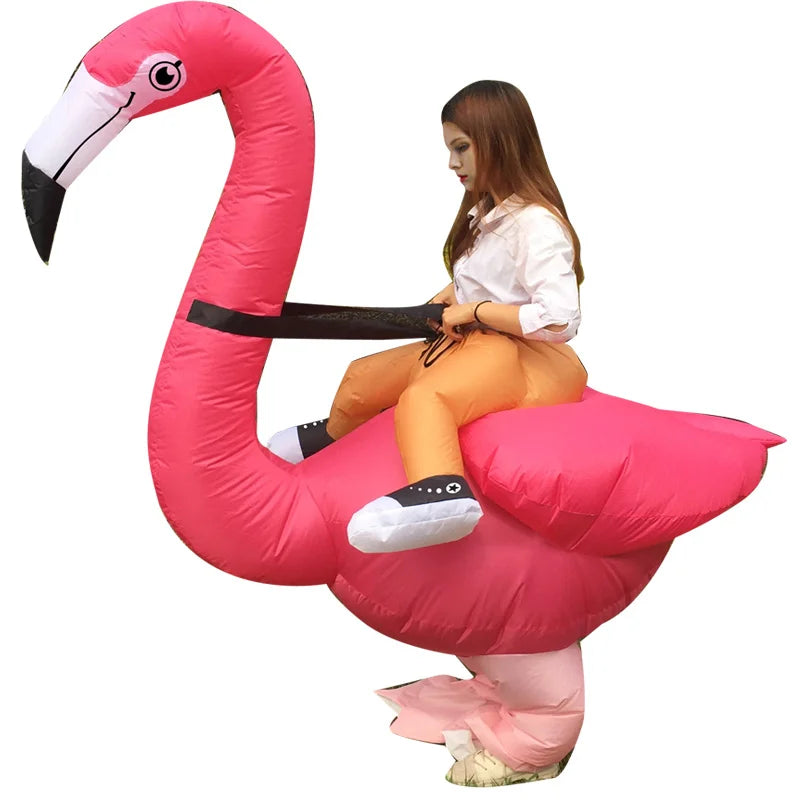 Flamingo Inflatable Costume | Adult Funny Blow Up Halloween Outfit