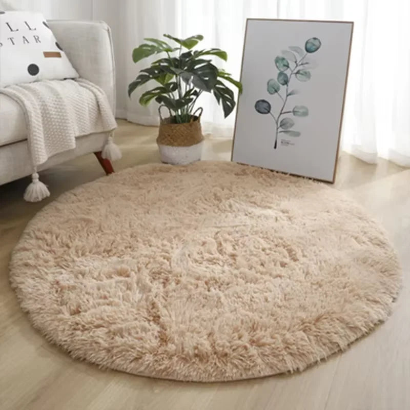 Soft Shaggy Round Rug - Fluffy White Circular Non-Slip Rug