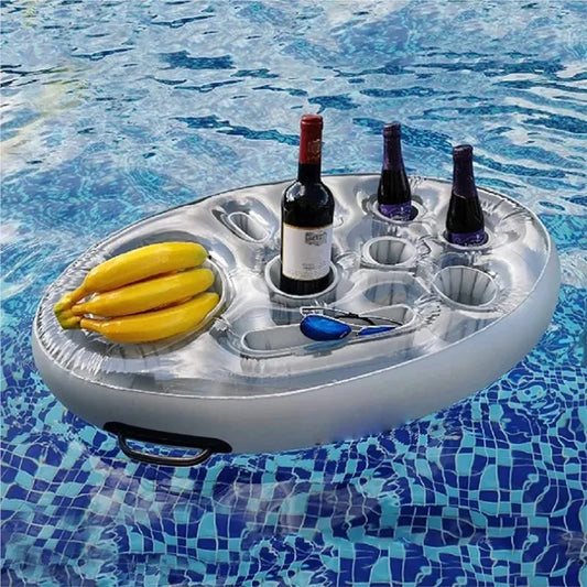 Inflatable Pool Drink Holder | Floating Ice Bucket Tray & Cup Cooler