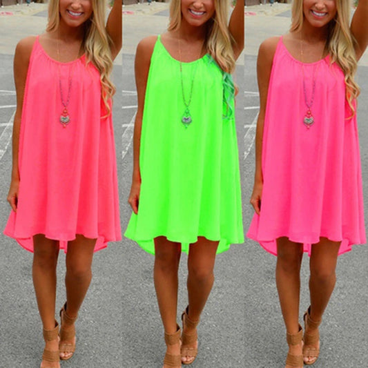 Sexy Womens Mini Summer Dress | Sleeveless Backless Beach Party Robe