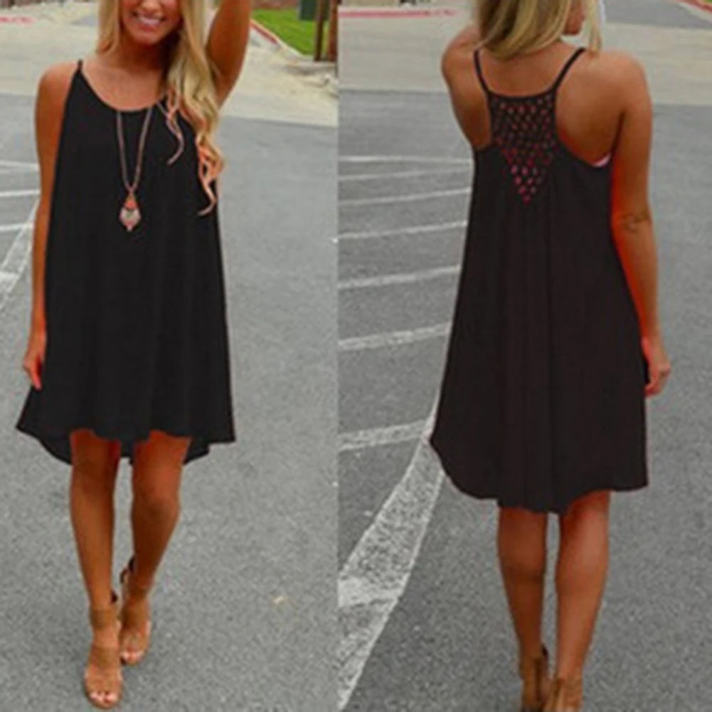 Sexy Womens Mini Summer Dress | Sleeveless Backless Beach Party Robe