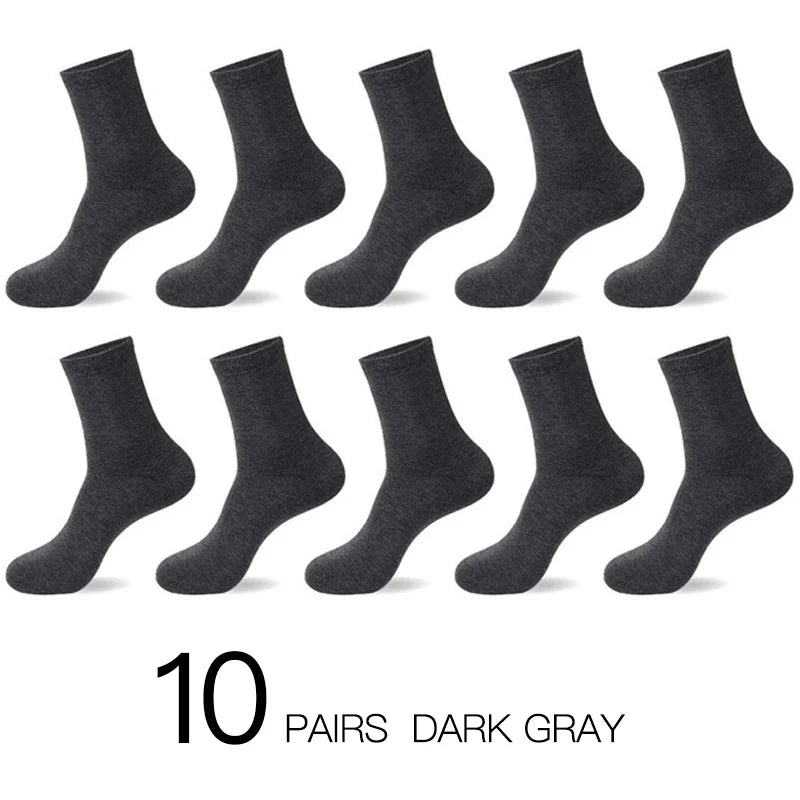 10-Pack Men’s Breathable Cotton Business Socks - Black 6-12