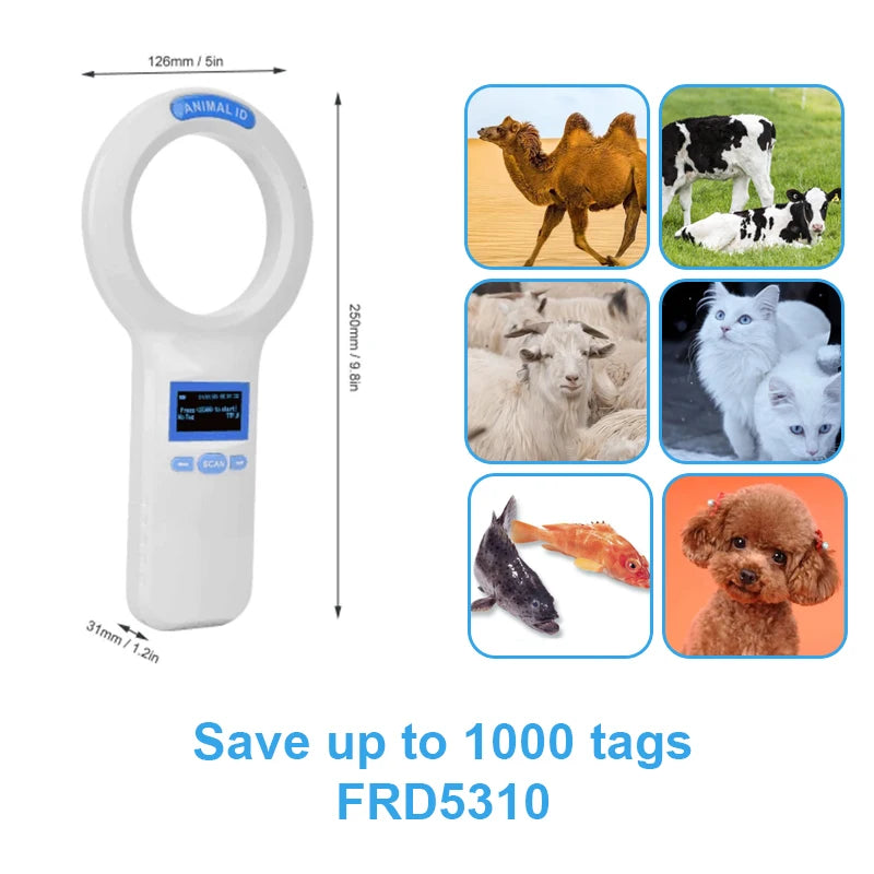 Buy Pet Microchip Scanner - Handheld RFID 134.2kHz Animal Reader with ...