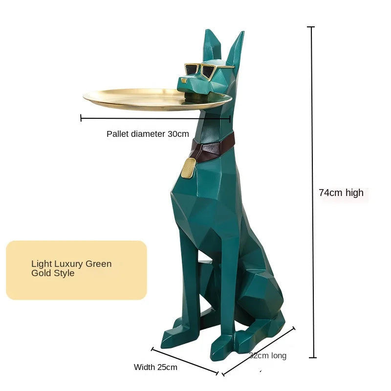 Large Poodle Floor Statue | Luxury Butler Tray & Integrated Light