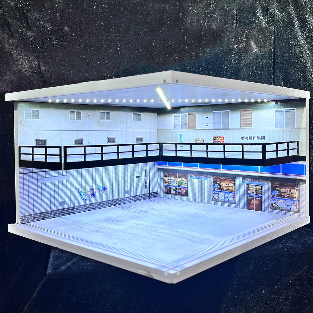 LED Lighted Parking Lot Diorama - Multi-Scale Diecast Display