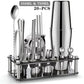 25pc Boston Cocktail Shaker Set | Professional Bartender Kit & Stand