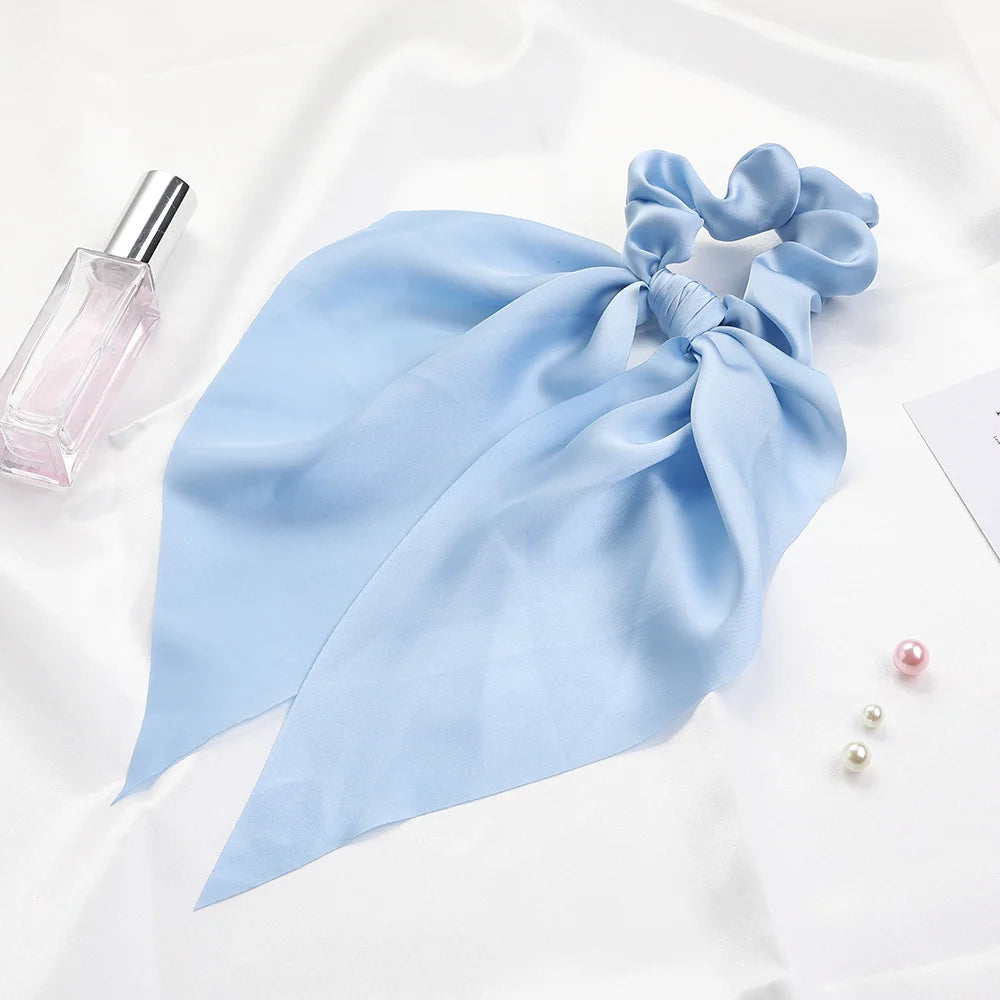 Scarf Pony Tail Scrunchie | Long Ribbon Bow Elastic Hair Tie