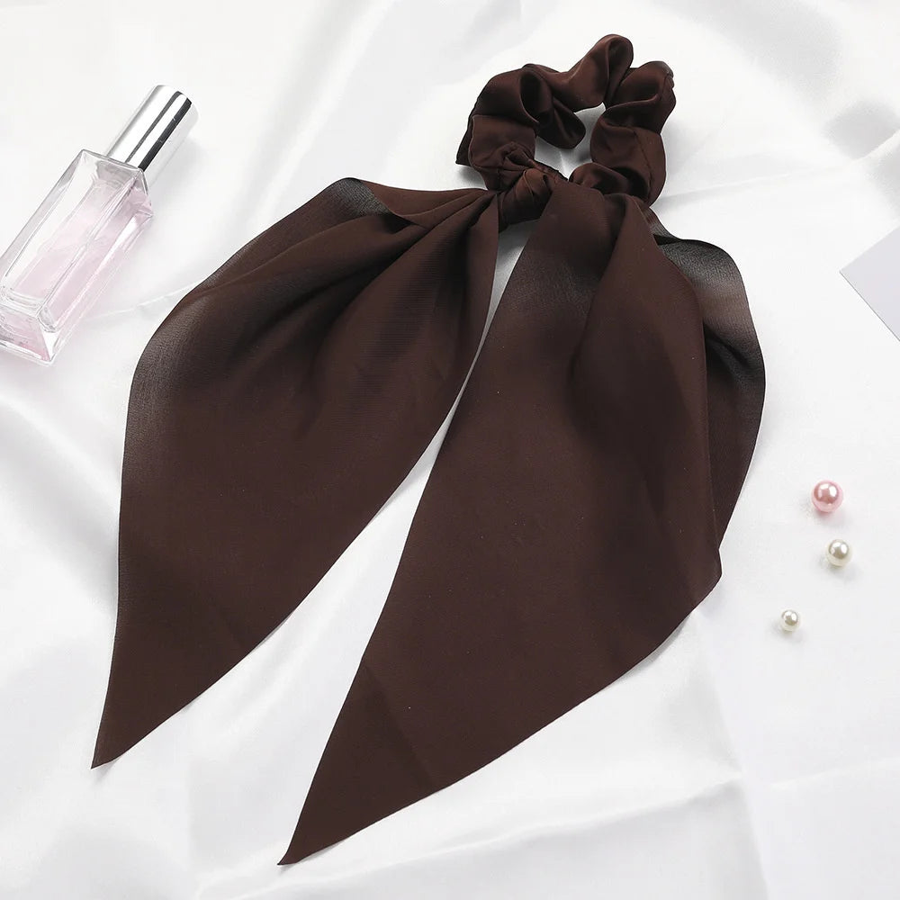 Scarf Pony Tail Scrunchie | Long Ribbon Bow Elastic Hair Tie