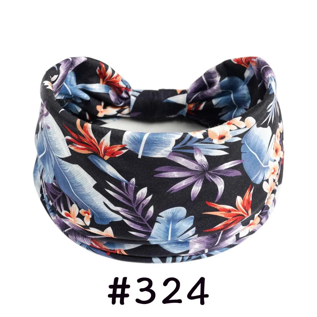 Boho Headbands for Women - Knotted Wide Stretch Turban Wrap