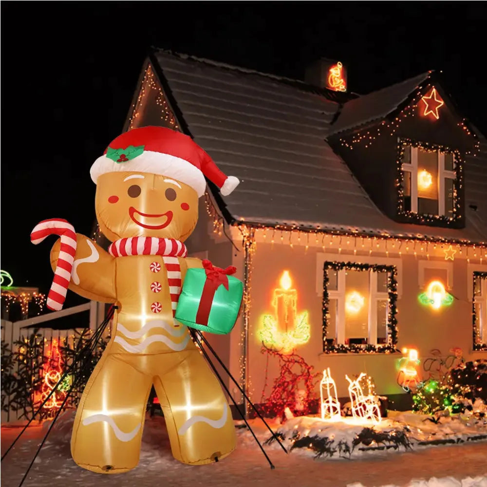 8FT Christmas Inflatable Gingerbread Man | Large LED Yard Decoration
