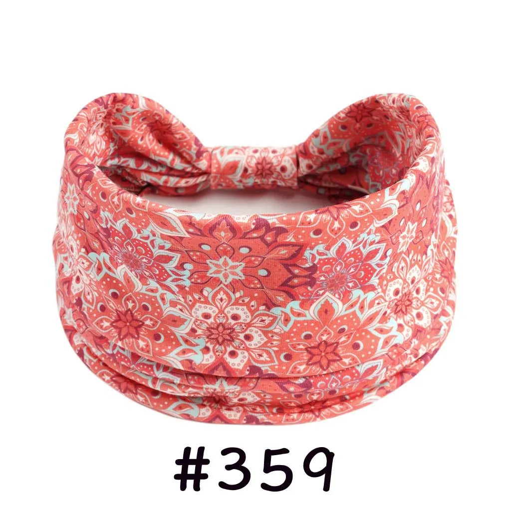 Boho Headbands for Women - Knotted Wide Stretch Turban Wrap