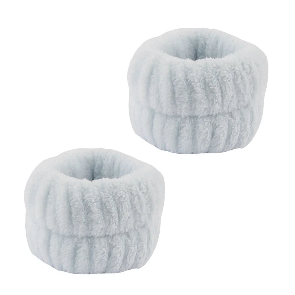 3Pcs Spa Headband & Wristband Set | Microfiber Face Wash Makeup Band