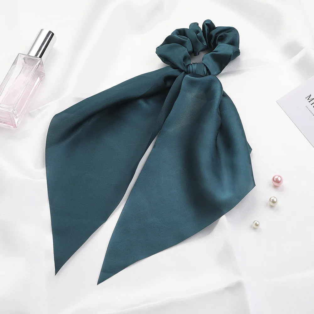 Scarf Pony Tail Scrunchie | Long Ribbon Bow Elastic Hair Tie