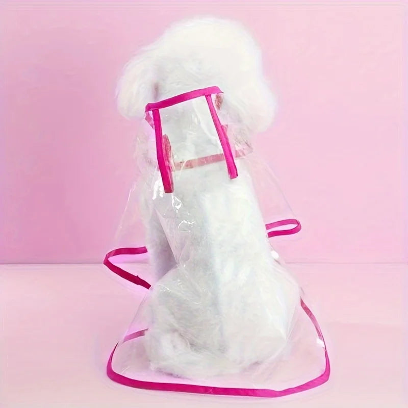 Clear Transparent Dog Raincoat | Hooded Waterproof Pet Poncho Jacket