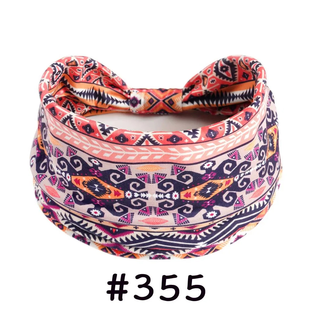 Boho Headbands for Women - Knotted Wide Stretch Turban Wrap