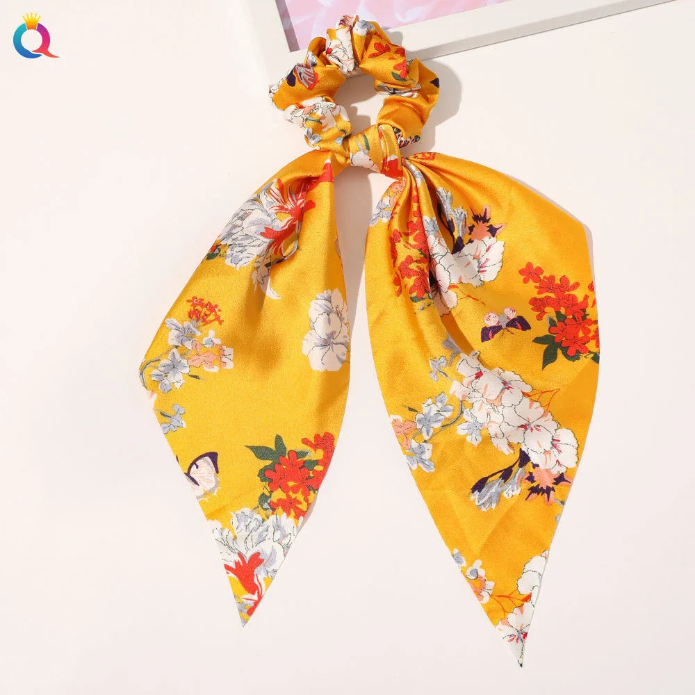 Scarf Pony Tail Scrunchie | Long Ribbon Bow Elastic Hair Tie