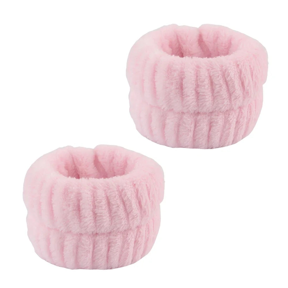 3Pcs Spa Headband & Wristband Set | Microfiber Face Wash Makeup Band