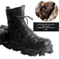 Mens Cowhide Leather Motorcycle Boots - Gothic Skull Boots