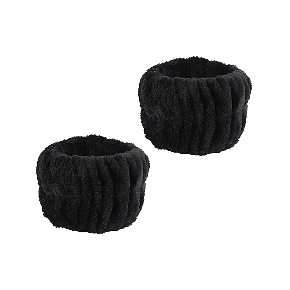 3Pcs Spa Headband & Wristband Set | Microfiber Face Wash Makeup Band
