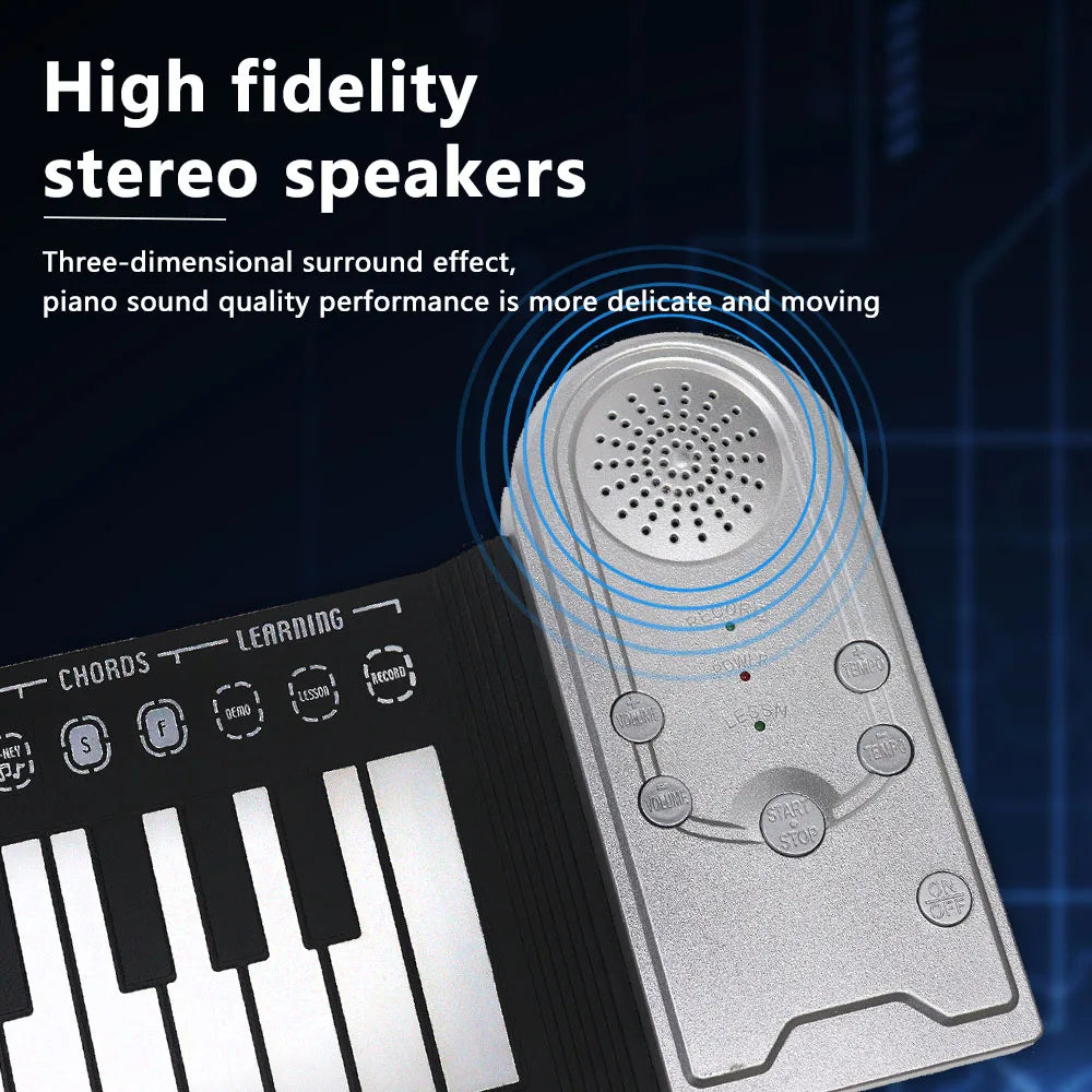 49-Key Roll Up Silicone Piano | Portable Foldable Keyboard for Kids