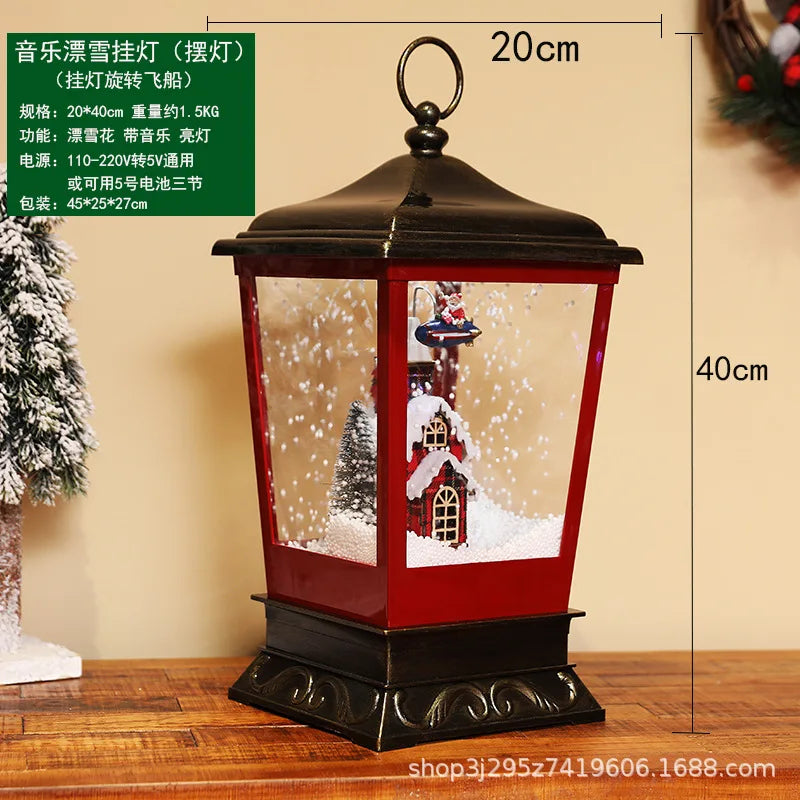 40cm Musical Christmas Snow Lantern - Street Light Ornament