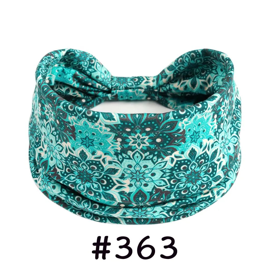 Boho Headbands for Women - Knotted Wide Stretch Turban Wrap