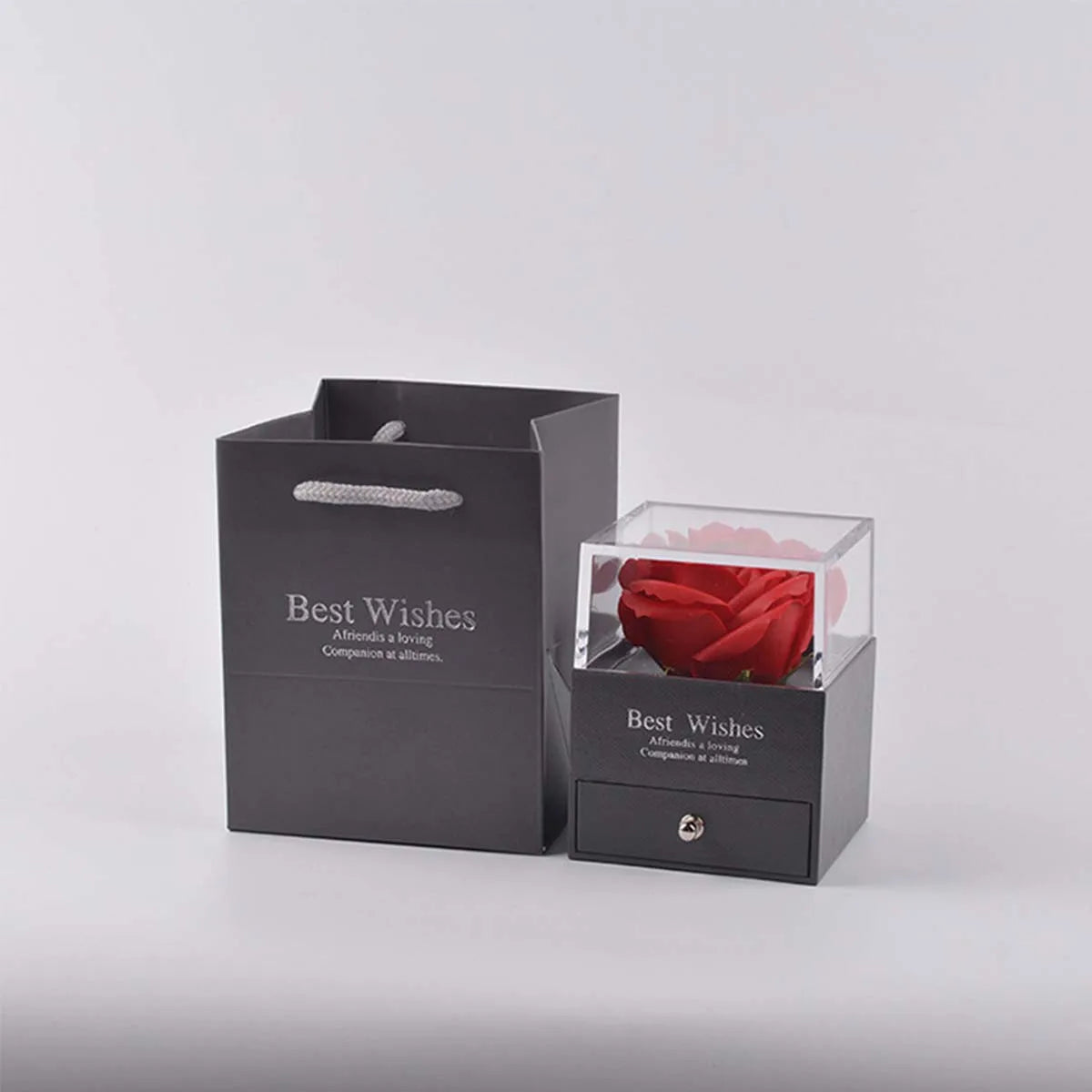 Love Heart Necklace & Eternal Rose Gift Box | Hidden Drawer Jewellery