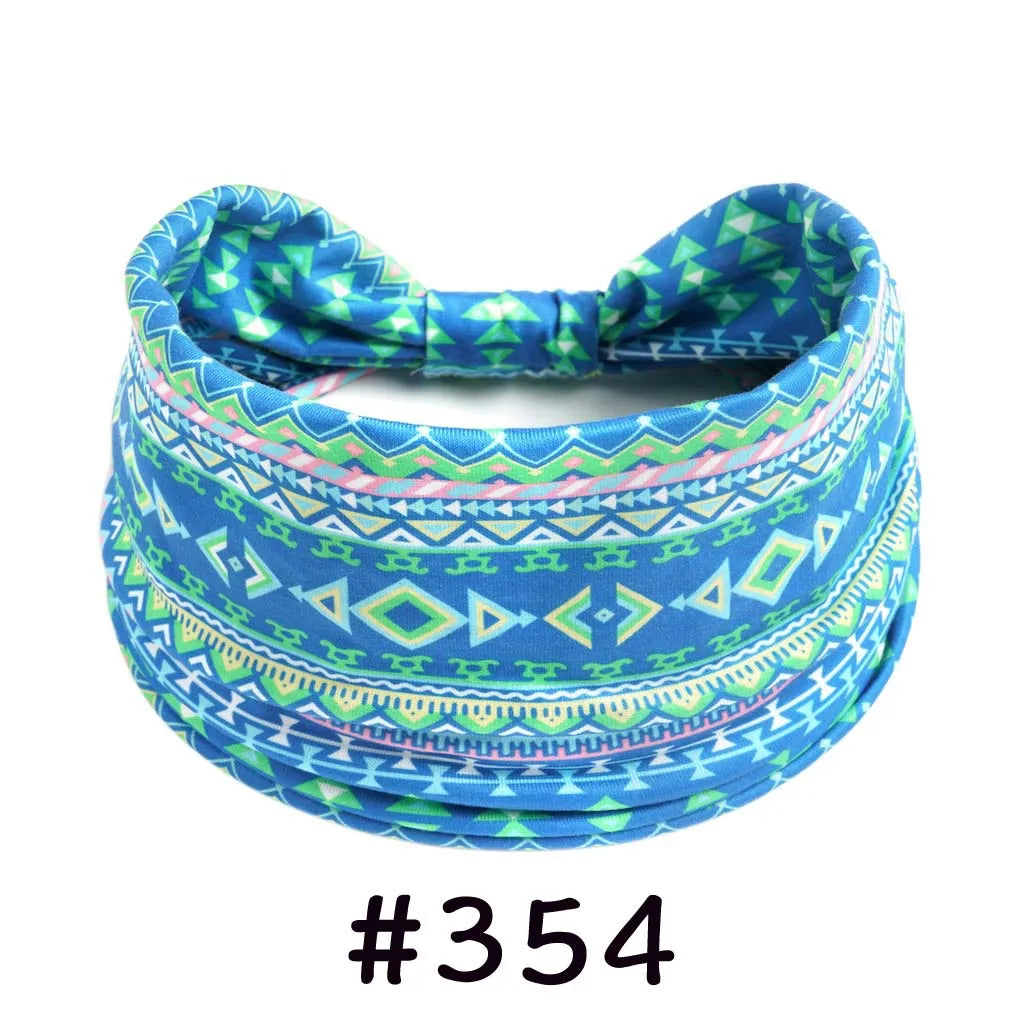 Boho Headbands for Women - Knotted Wide Stretch Turban Wrap