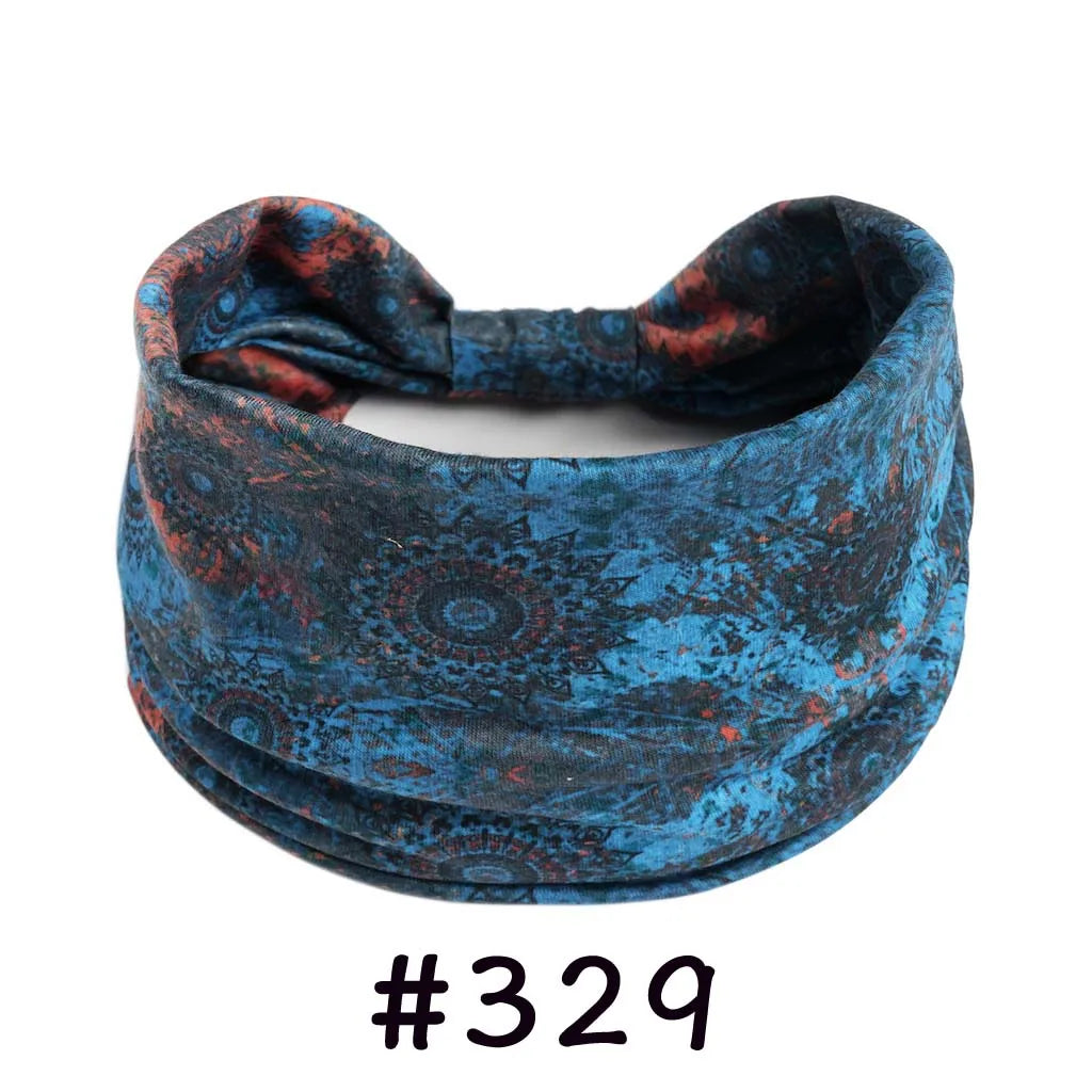Boho Headbands for Women - Knotted Wide Stretch Turban Wrap