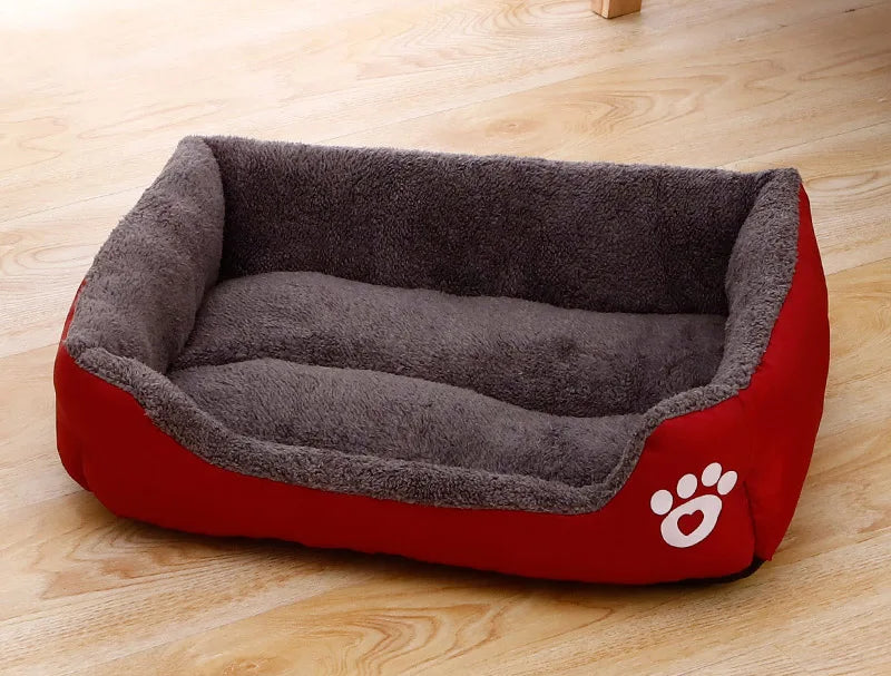 Large Dog Bed Warm Square Nest | Plush Pet Kennel Puppy Basket Cushion