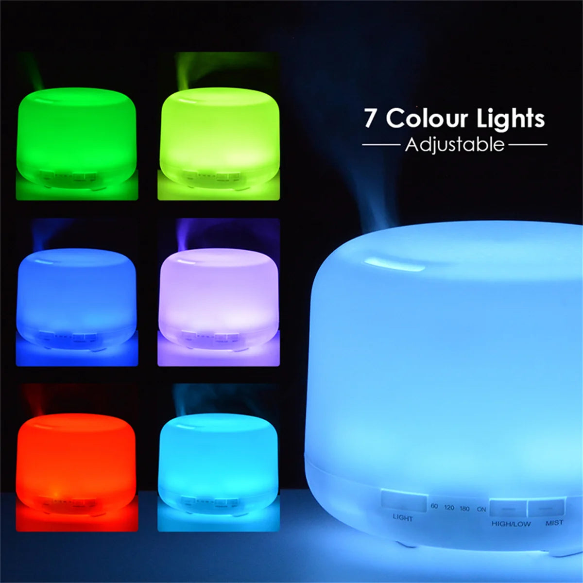 500ml Air Humidifier | Aroma Diffuser with Colourful Night Lights USB