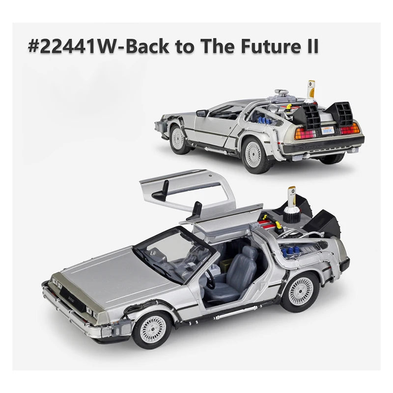 1:24 Diecast Time Machine Model | Metal Alloy Movie Car with Doors