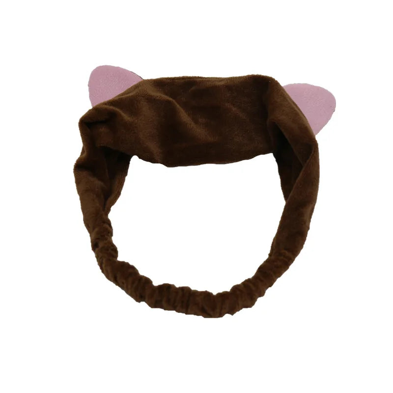 Rabbit Ear Face Wash Headband - Soft Elastic Makeup Hairband