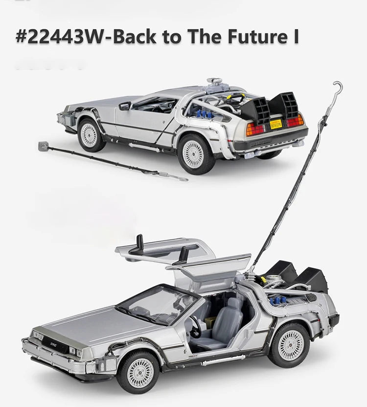 1:24 Diecast Time Machine Model | Metal Alloy Movie Car with Doors
