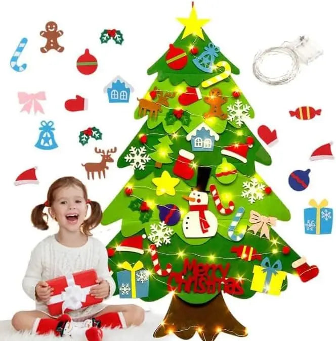 DIY Felt Christmas Tree Set - Kids Wall Decor & Ornaments