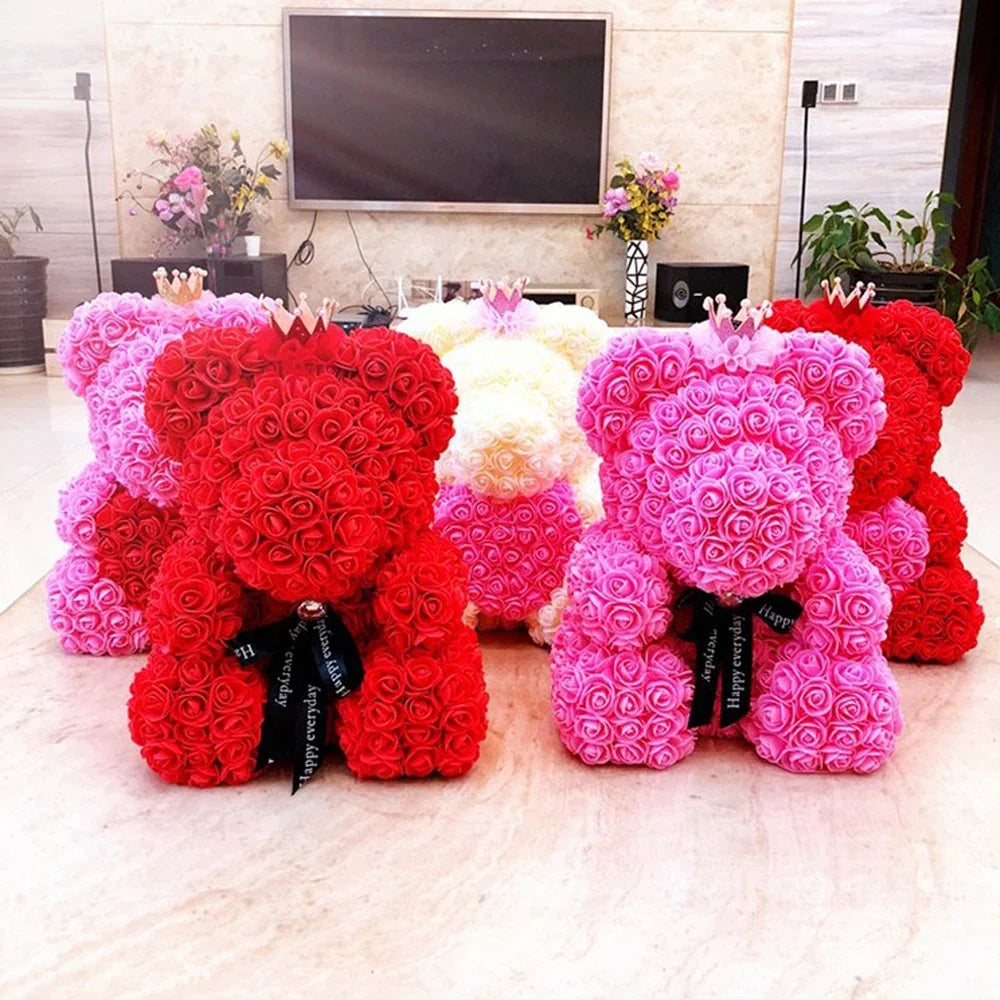 Rose Teddy Bear with Heart | 25cm Everlasting Flower Valentine Gift