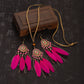 Feather Necklace Earring Set | Vintage Sun Pattern Handmade Jewellery