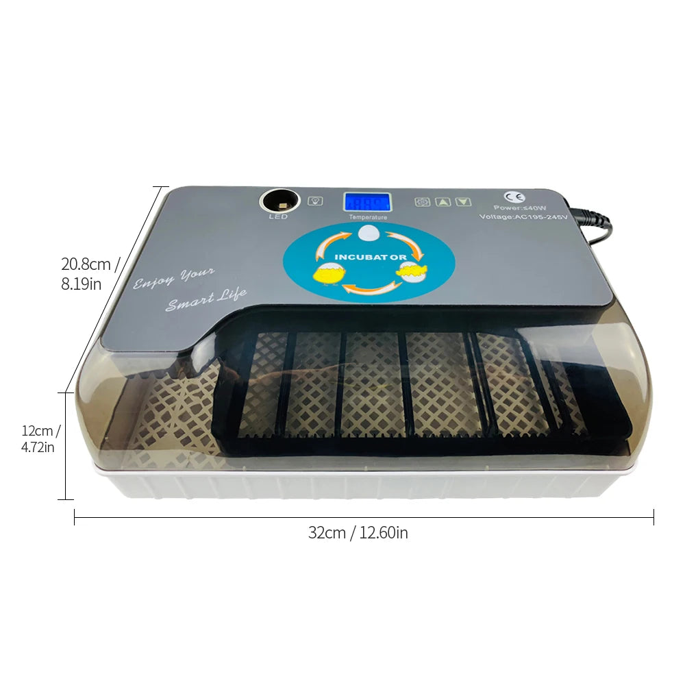 Digital 12 Egg Incubator - Automatic Hatcher with Egg Tester