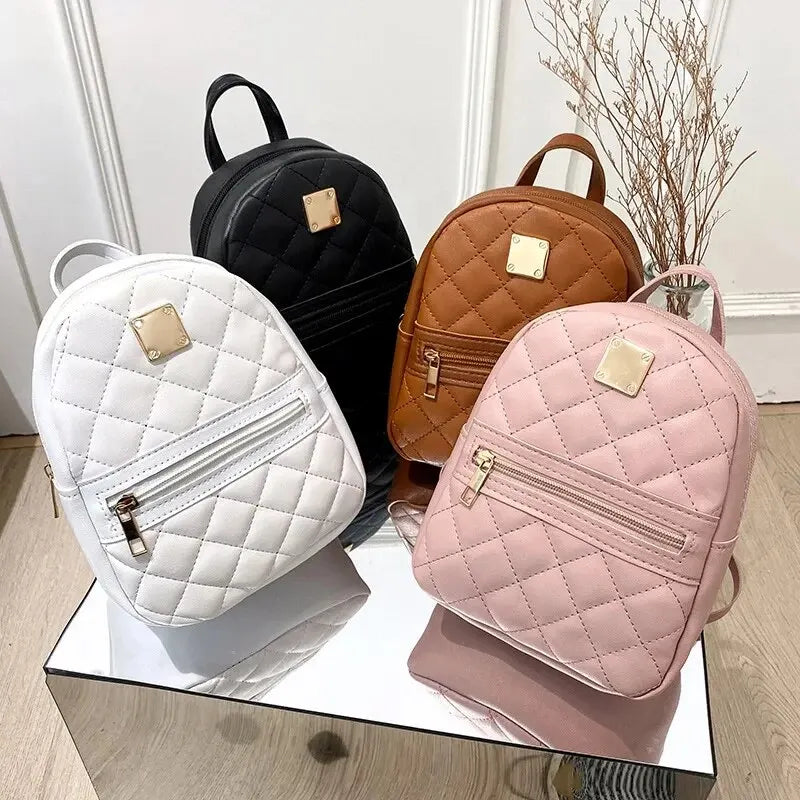 Fashion PU Leather Backpack | Designer Mini School Bag for Women Set